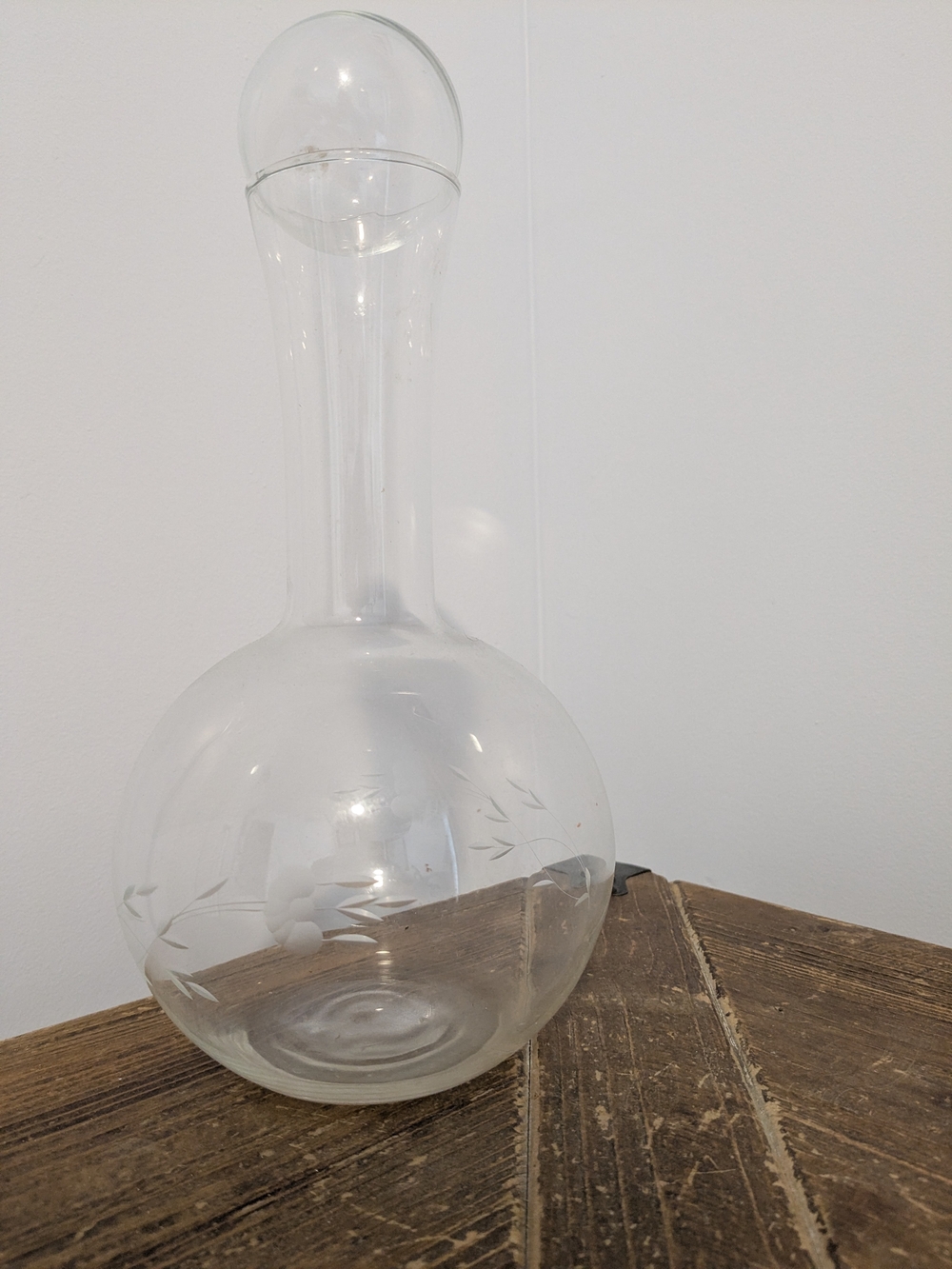 Vintage Princess House Heritage Clear Etched Glass Decanter with Stopper